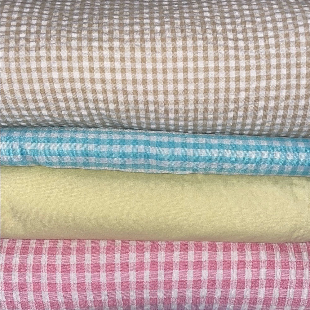 Gingham Fabric Bundle in Pink, Yellow, Blue, and Tan